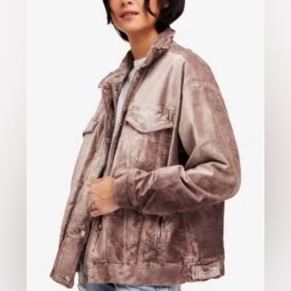 FREE PEOPLE Trucker Velvet Jacket Color MAUVE Size M/L - Picture 6 of 13